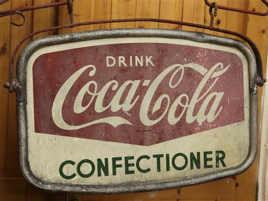 A Coca Cola sign with bracket W.77cm